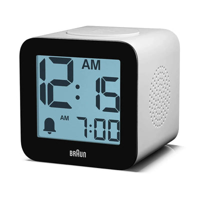 Braun BC25 time speaking digital alarm clock, white