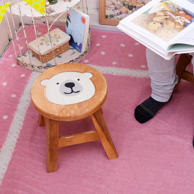 Polar Bear Acacia Wood Mini Stool