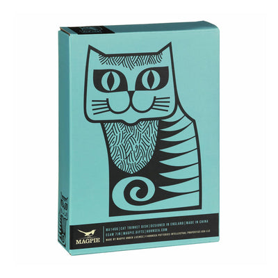 Magpie Hornsea Cat trinkey dish, teal