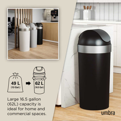 Umbra Venti trash can 62L, black/nickel