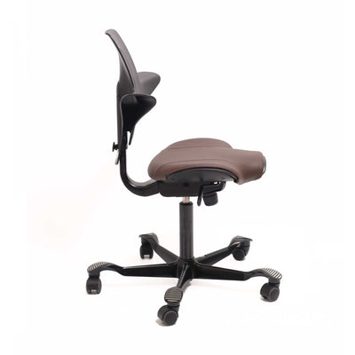 HAG Capisco Puls 8020 ergonomic chair, black/black/brown leather