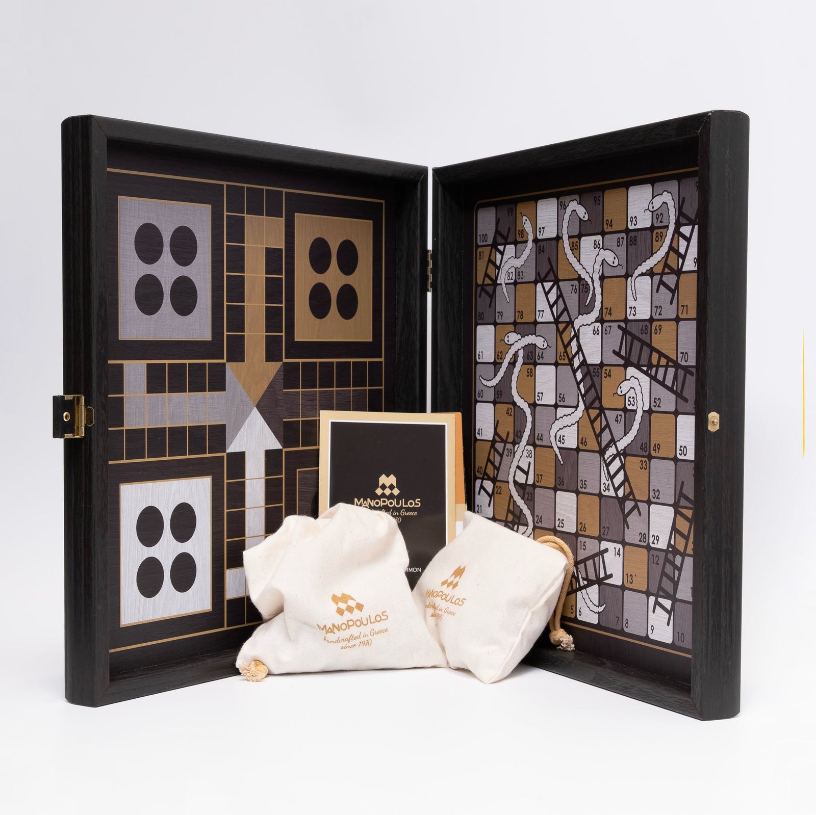 refurbished | Manopoulos 4in1 combo game (chess/backgammon/ludo/snakes), modern