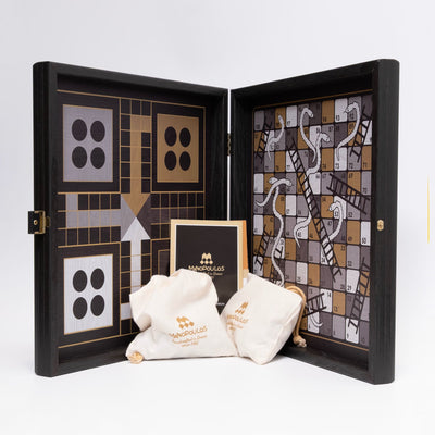 refurbished | Manopoulos 4in1 combo game (chess/backgammon/ludo/snakes), modern