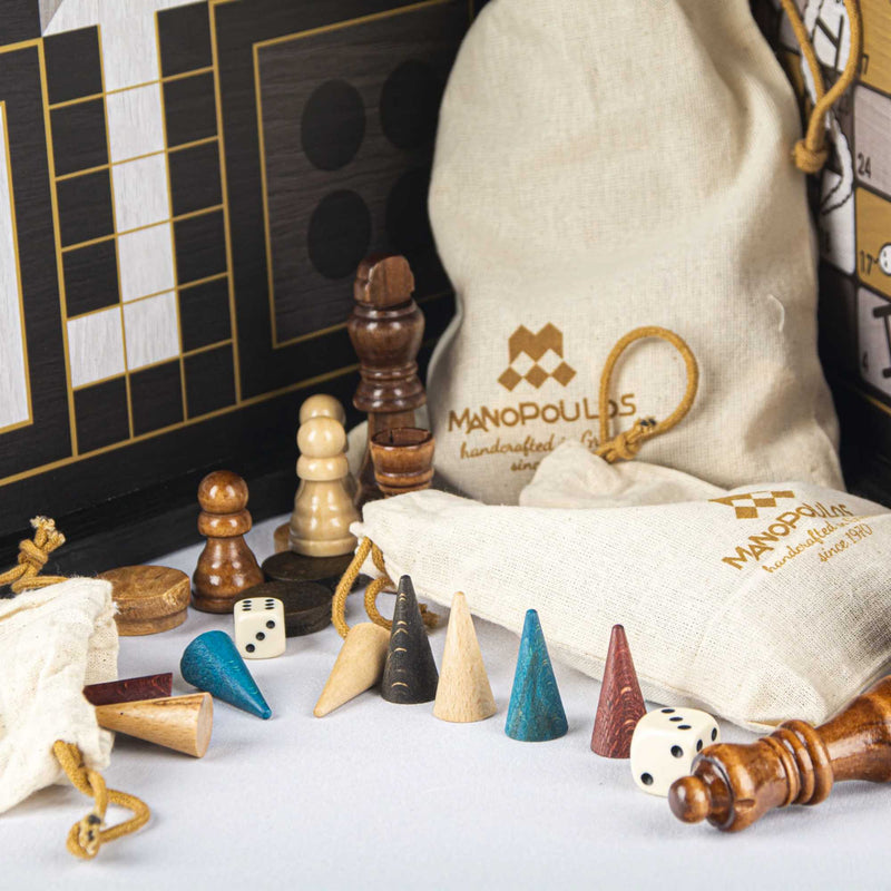 refurbished | Manopoulos 4in1 combo game (chess/backgammon/ludo/snakes), modern