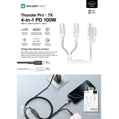 AT Thunder Pro I 7X 4in1 usb-a + usb-c to usb-c + usb-c 5a 100W PD 1.5M cable