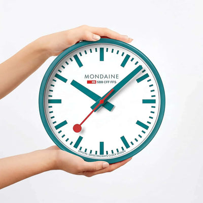 Mondaine wall clock ø25, transformative teal limited edition