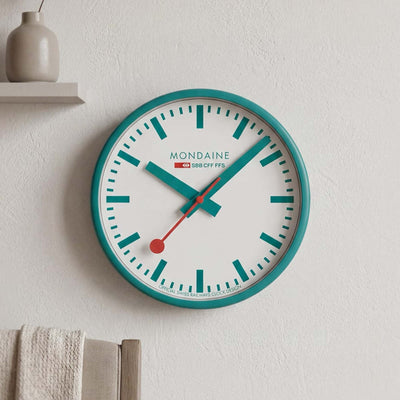 Mondaine wall clock ø25, transformative teal limited edition