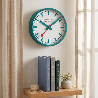 Mondaine wall clock ø25, transformative teal limited edition