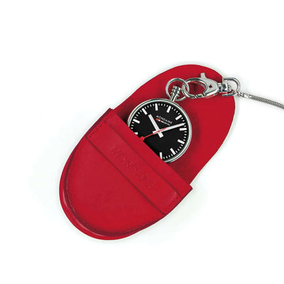 Mondaine pocket watch polished steel 43 mm, black