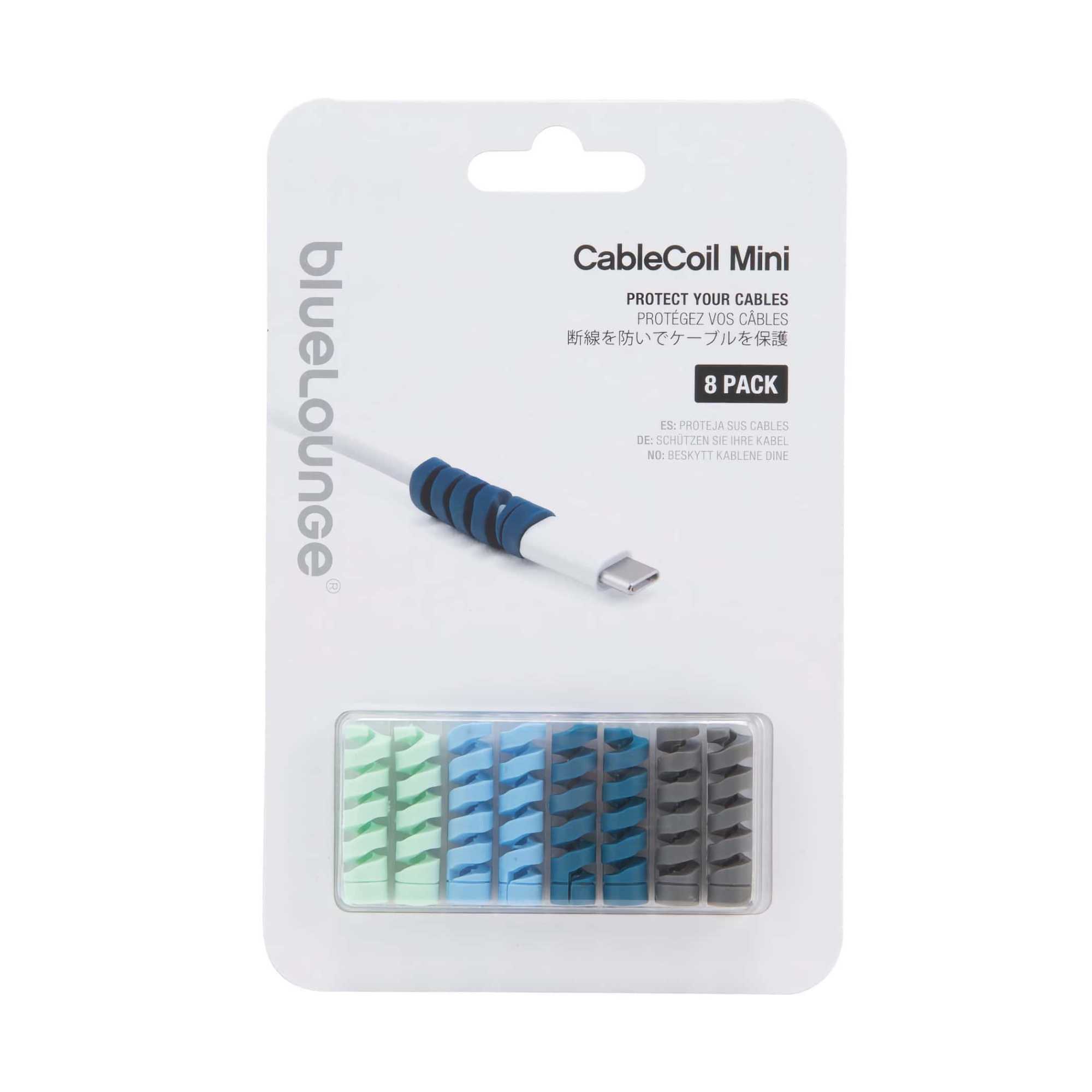 Bluelounge CableCoil Mini, Ombre Blue (Set of 8)