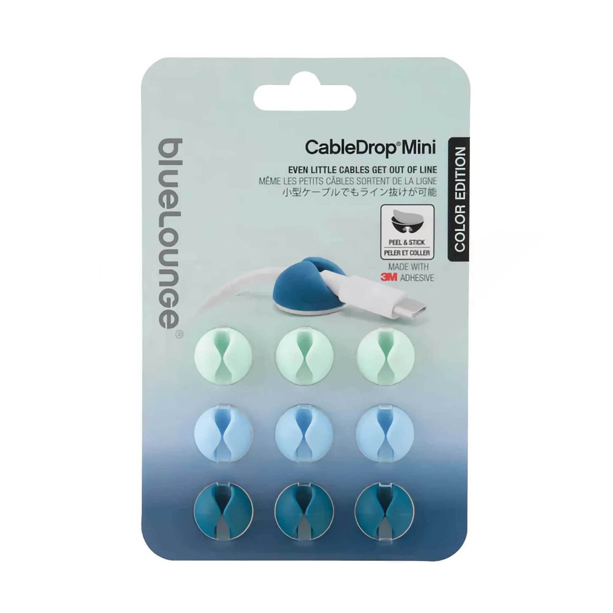 Bluelounge CableDrop Mini, Ombre Blue (Set of 9)