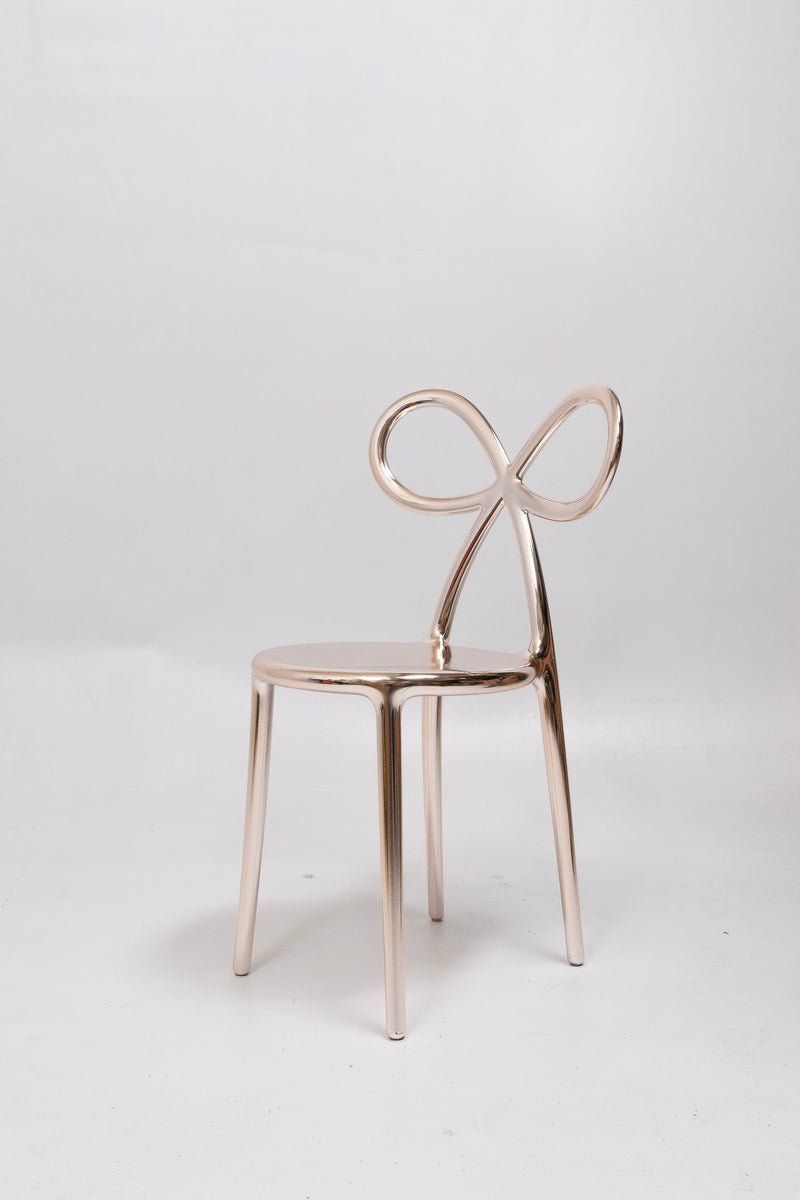 refurbished | Qeeboo Ribbon chair metal finish, pink gold