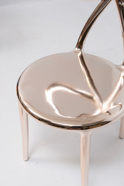 refurbished | Qeeboo Ribbon chair metal finish, pink gold