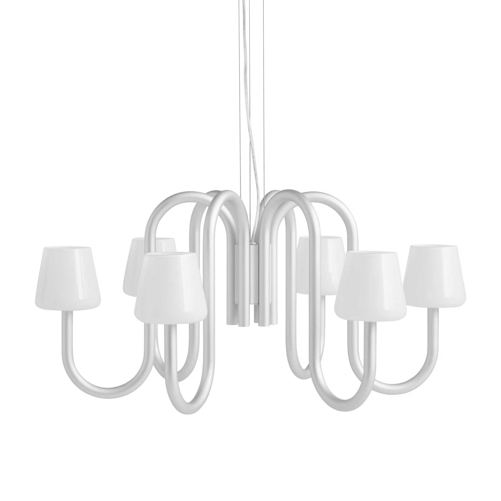 Hay Apollo chandelier 745 (six arms), White opal glass