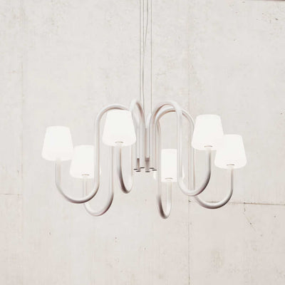 Hay Apollo chandelier 745 (six arms), white opal glass