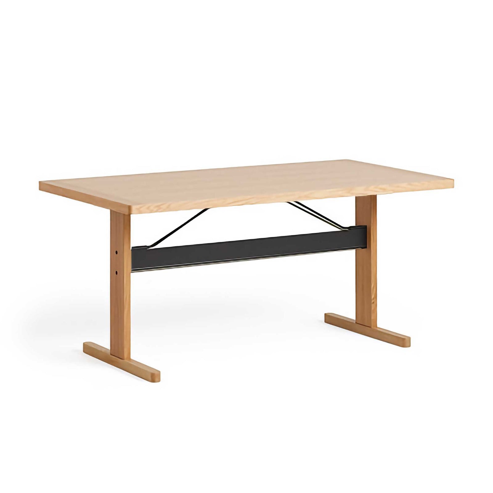 HAY Passerelle Table, Water-based Lacq. Oak/Water-based Lacq. Oak frame/Edge Ink Black crossbar (W160xD85xH74cm)