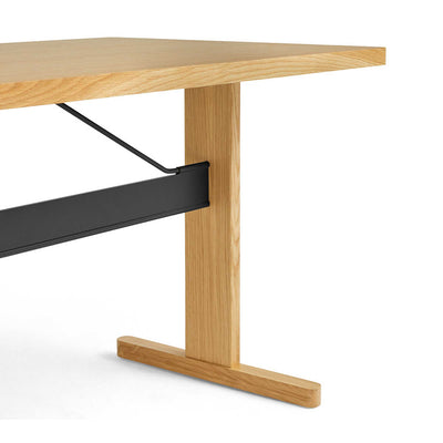 Hay Passerelle Table, Water-based Lacq. Oak/Water-based Lacq. Oak frame/Edge Ink Black crossbar (W160xD85xH74cm)