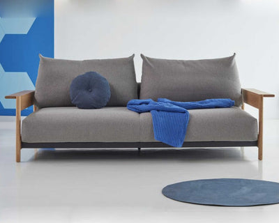 Innovation Living Malloy Wood Sofa Bed, 533 Bouclé Ash Grey