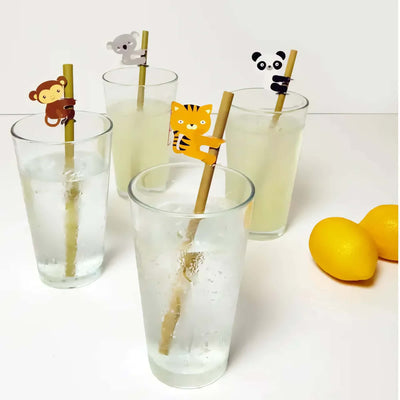 Kikkerland Wooden Animal bamboo straws