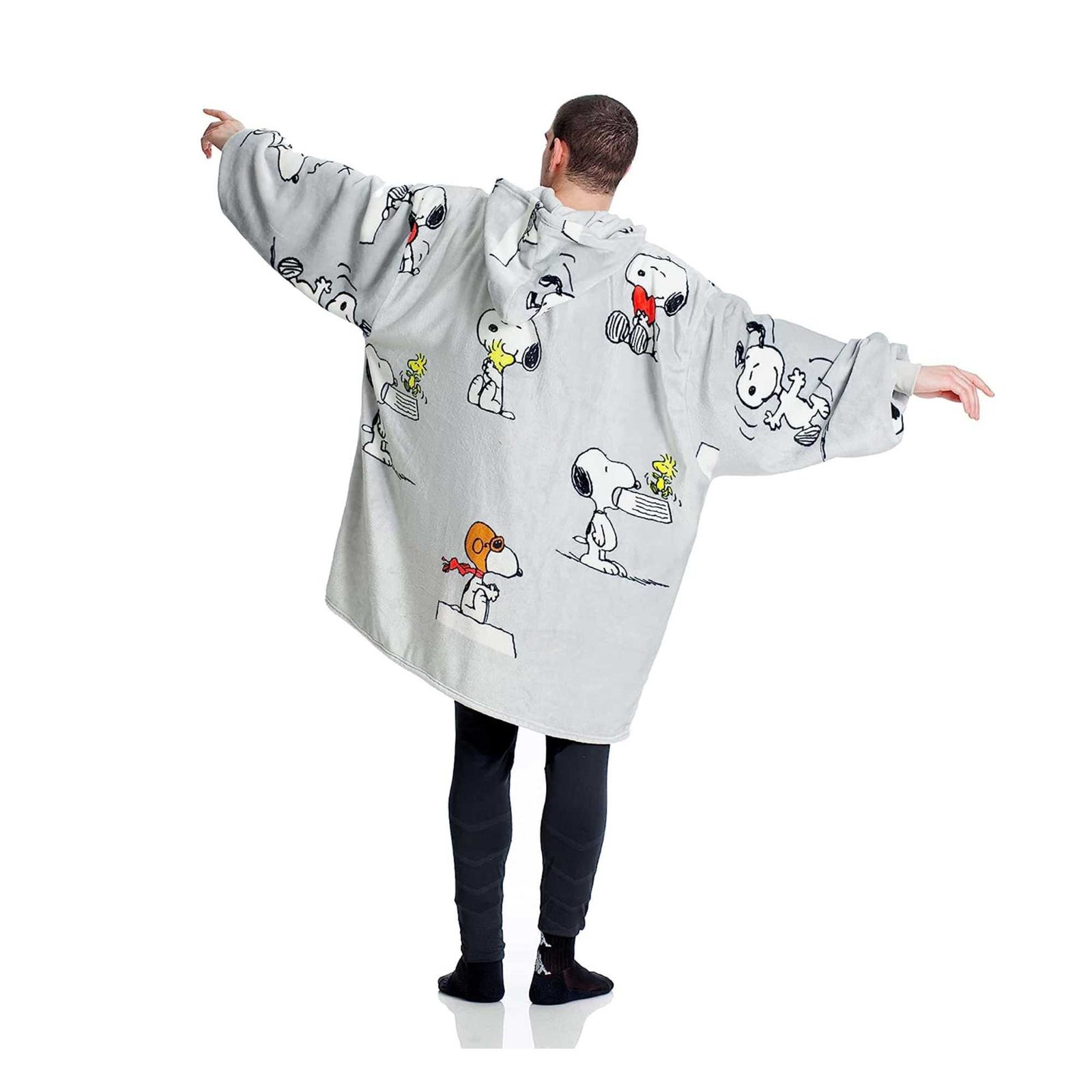 Kanguru Snoopy Hoodie Fluffy Fleece Throw Blanket