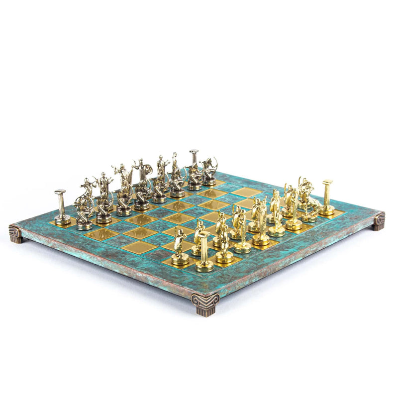 Manopoulos Labours of Hercules chess set medium, turquoise