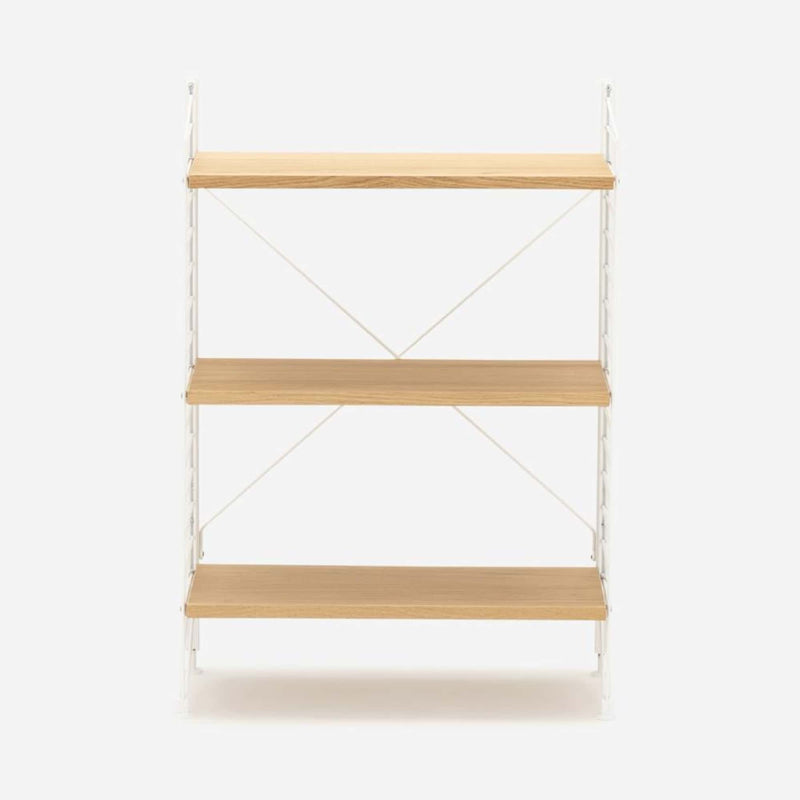 String Freestanding Shelf, 60cm Wide, Oak/White