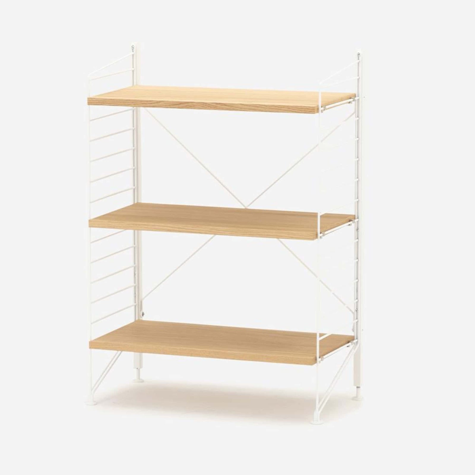String Freestanding Shelf, 60cm Wide, Oak/White
