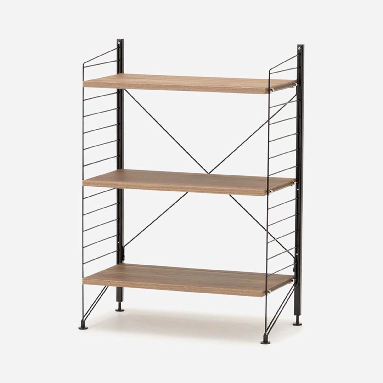 String Freestanding Shelf, 60cm Wide, Walnut/Black
