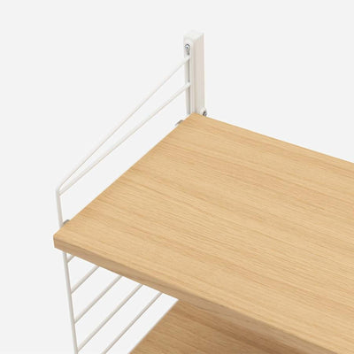 String Freestanding Shelf, 80cm Wide, Oak/White