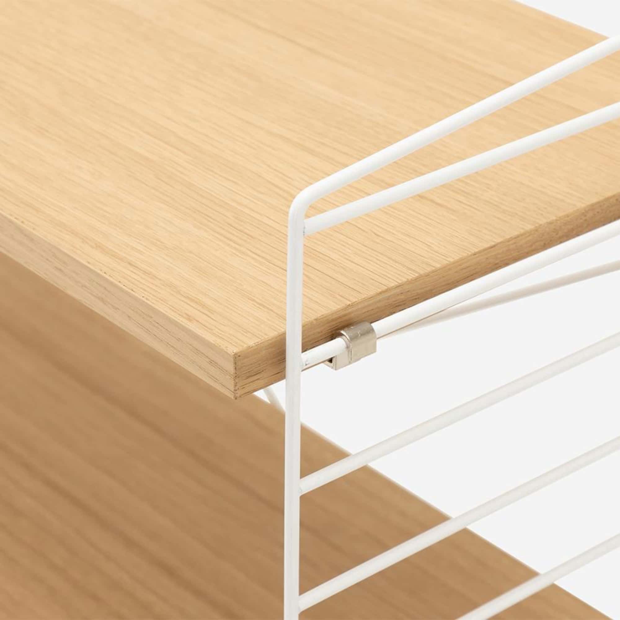 String Freestanding Shelf, 60cm Wide, Oak/White