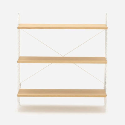 String Freestanding Shelf, 80cm Wide, Oak/White