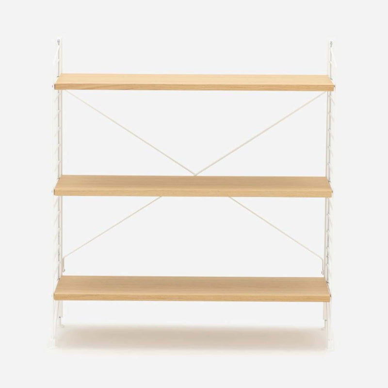 String Freestanding Shelf, 80cm Wide, Oak/White