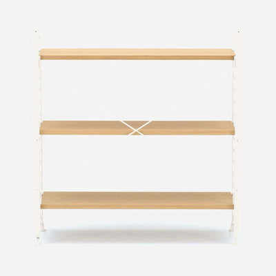 String Freestanding Shelf, 80cm Wide, Oak/White