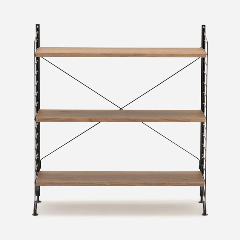 String Freestanding Shelf, 80cm Wide, Walnut/Black