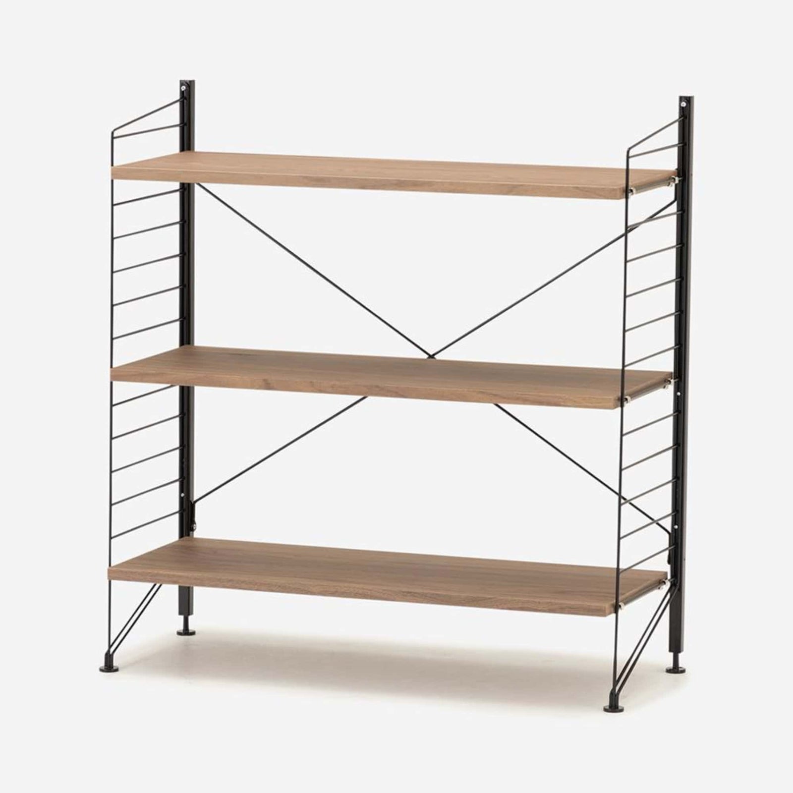 String Freestanding Shelf, 80cm Wide, Walnut/Black