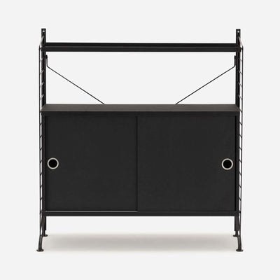 String Freestanding Shelf Cabinet, 80cm Wide, Black/Black