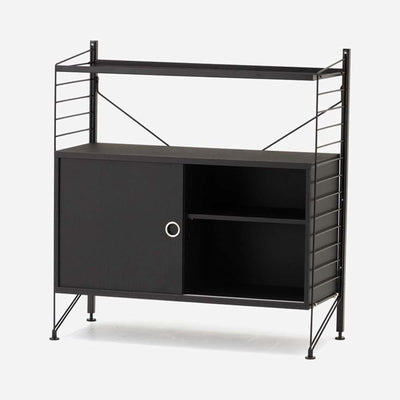 String Freestanding Shelf Cabinet, 80cm Wide, Black/Black
