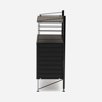 String Freestanding Shelf Cabinet, 80cm Wide, Black/Black