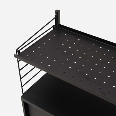 String Freestanding Shelf Cabinet, 80cm Wide, Black/Black