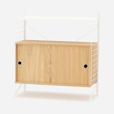 String Freestanding Shelf Cabinet, 80cm Wide, Oak/White