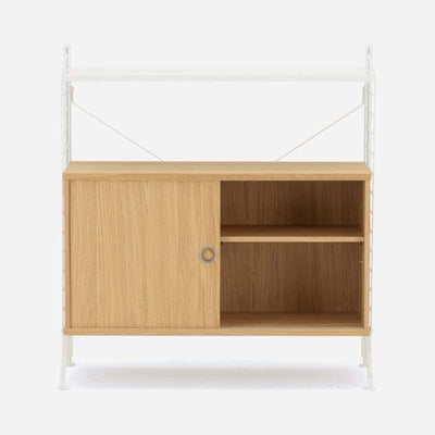 String Freestanding Shelf Cabinet, 80cm Wide, Oak/White