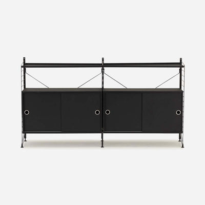 String Freestanding Shelf Cabinet, 2-tier, 160cm wide, Black/Black