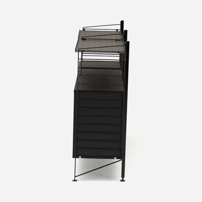 String Freestanding Shelf Cabinet, 2-tier, 160cm wide, Black/Black