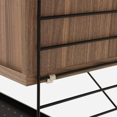 String Freestanding Shelf Cabinet, 2-tier, 160cm wide, Walnut/Black