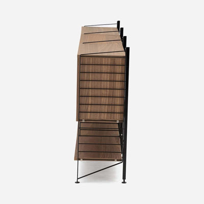 String Freestanding Shelf Cabinet, 240cm Wide, Walnut/Black