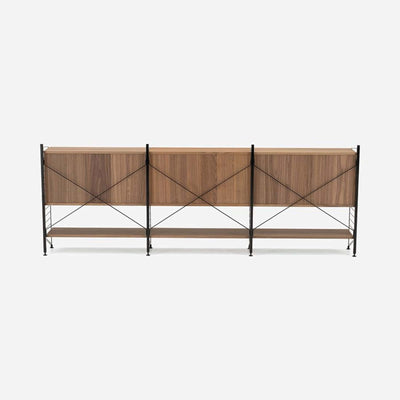 String Freestanding Shelf Cabinet, 240cm Wide, Walnut/Black
