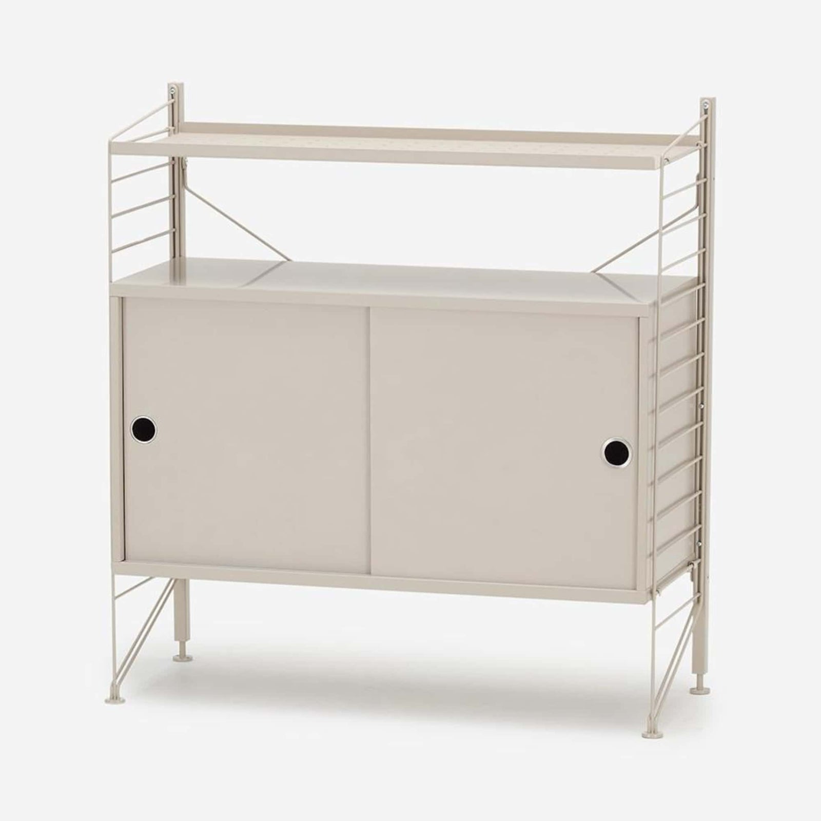 String Freestanding Shelf Cabinet, 80cm Wide, Beige/Beige