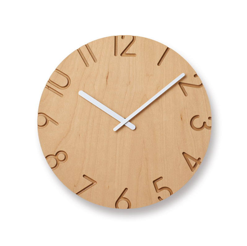 Lemnos Carved Wood Birch clock