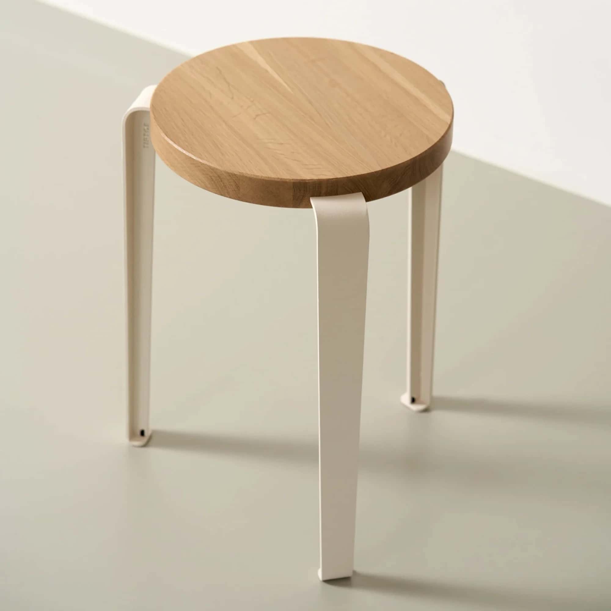 Tiptoe Lou stool, oak/cream white