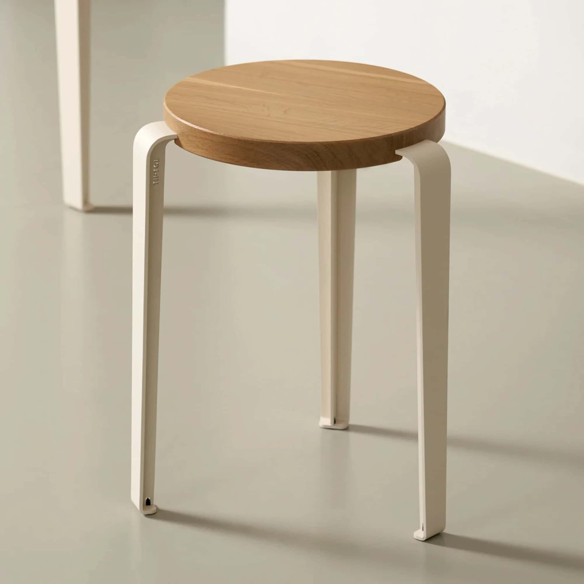 Tiptoe Lou stool, oak/cream white
